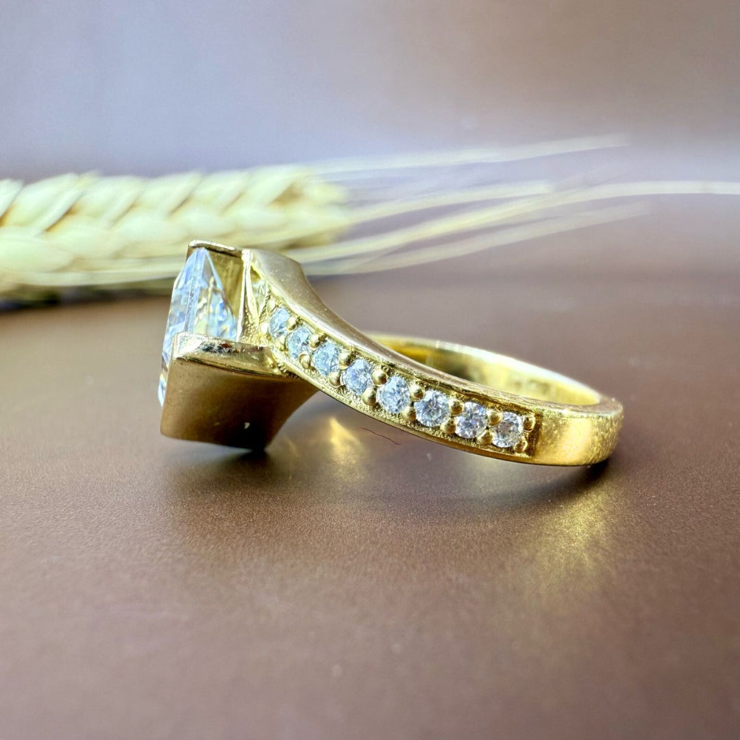 3.54 CT Moissanite Princess Cut with Side Stones a Perfect Proposal Ring