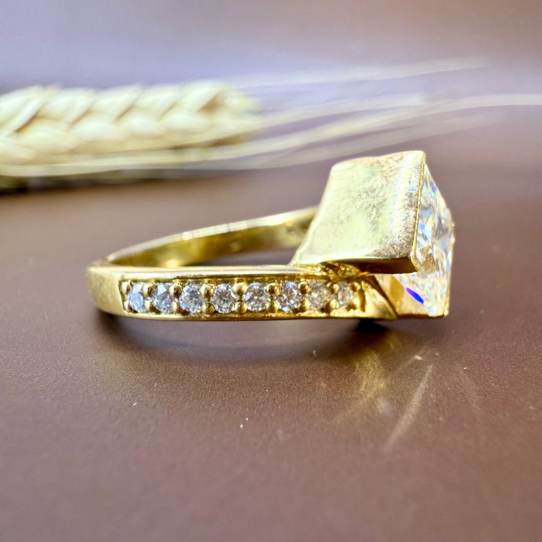 3.54 CT Moissanite Princess Cut with Side Stones a Perfect Proposal Ring