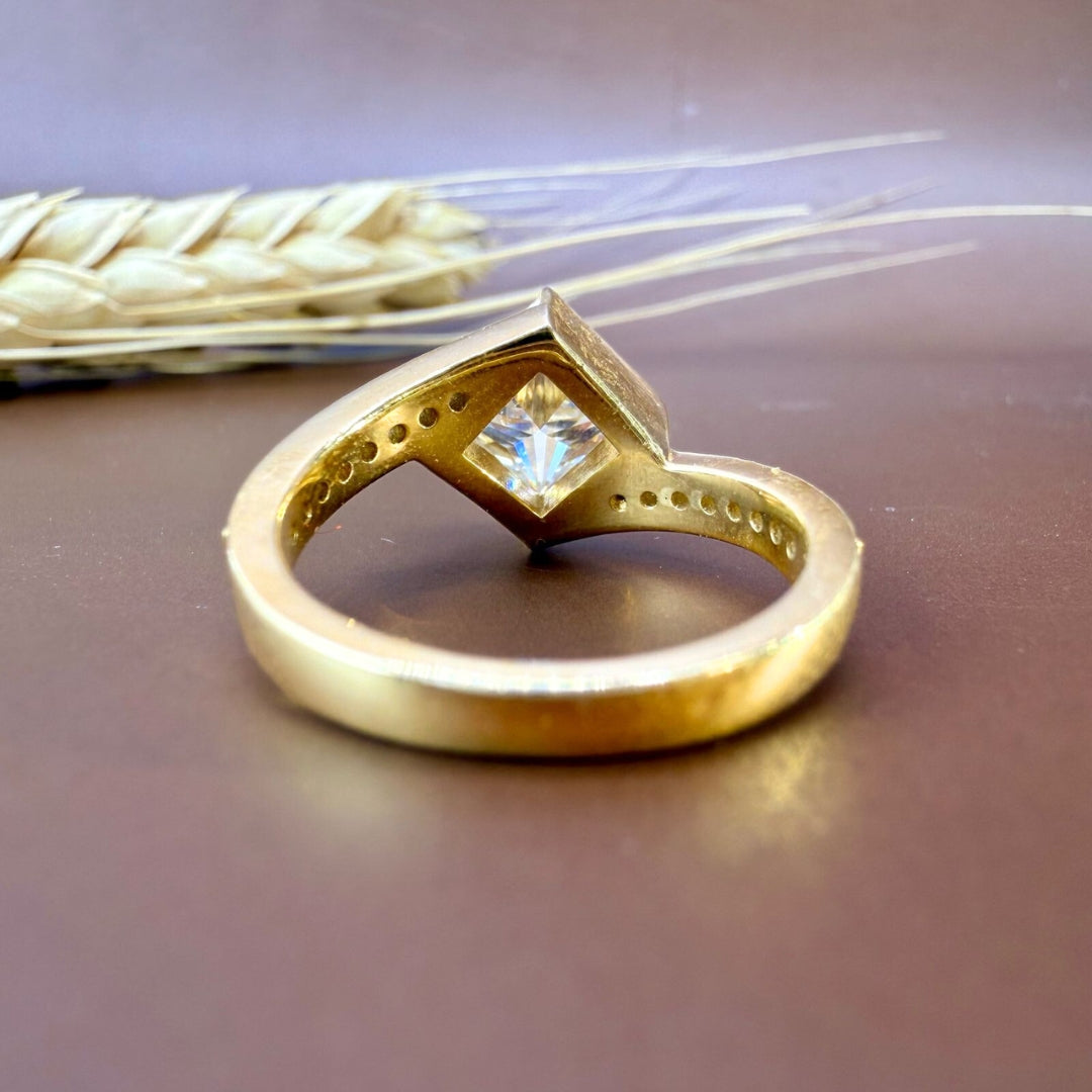 3.54 CT Moissanite Princess Cut with Side Stones a Perfect Proposal Ring