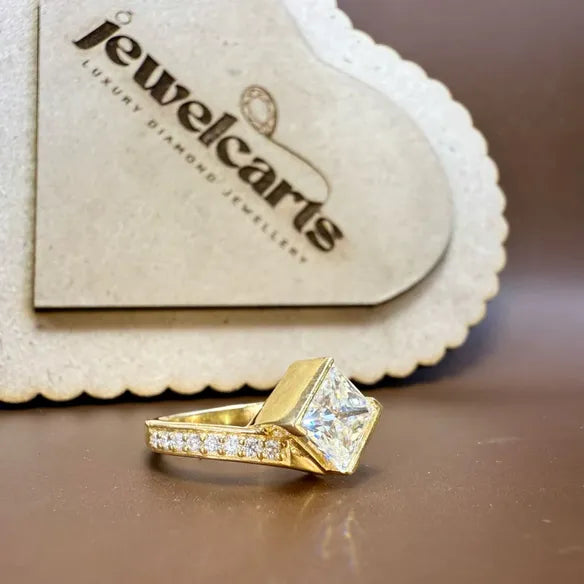 3.54 CT Moissanite Princess Cut with Side Stones a Perfect Proposal Ring