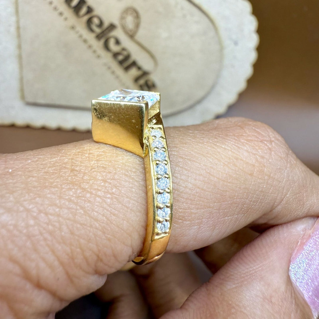 3.54 CT Moissanite Princess Cut with Side Stones a Perfect Proposal Ring