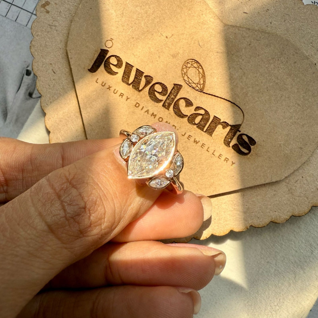 Radiantly Beautiful Moissanite 3.78 CT Marquise Ring with Sparkling Diamond