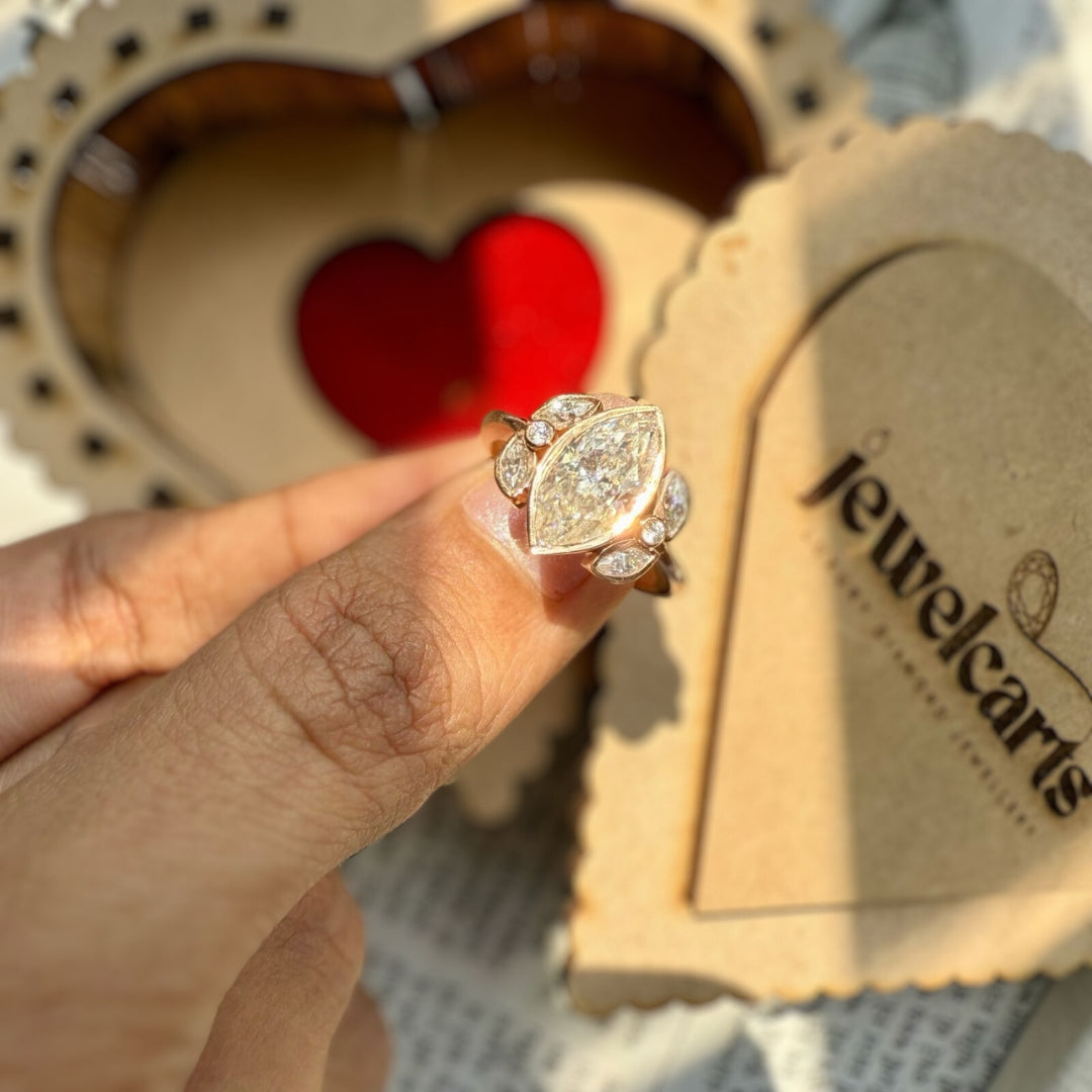 Radiantly Beautiful Moissanite 3.78 CT Marquise Ring with Sparkling Diamond