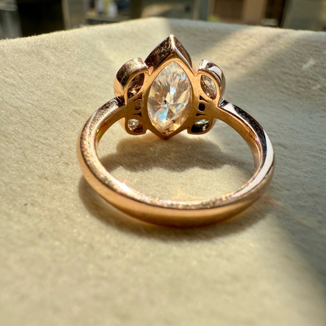 Radiantly Beautiful Moissanite 3.78 CT Marquise Ring with Sparkling Diamond