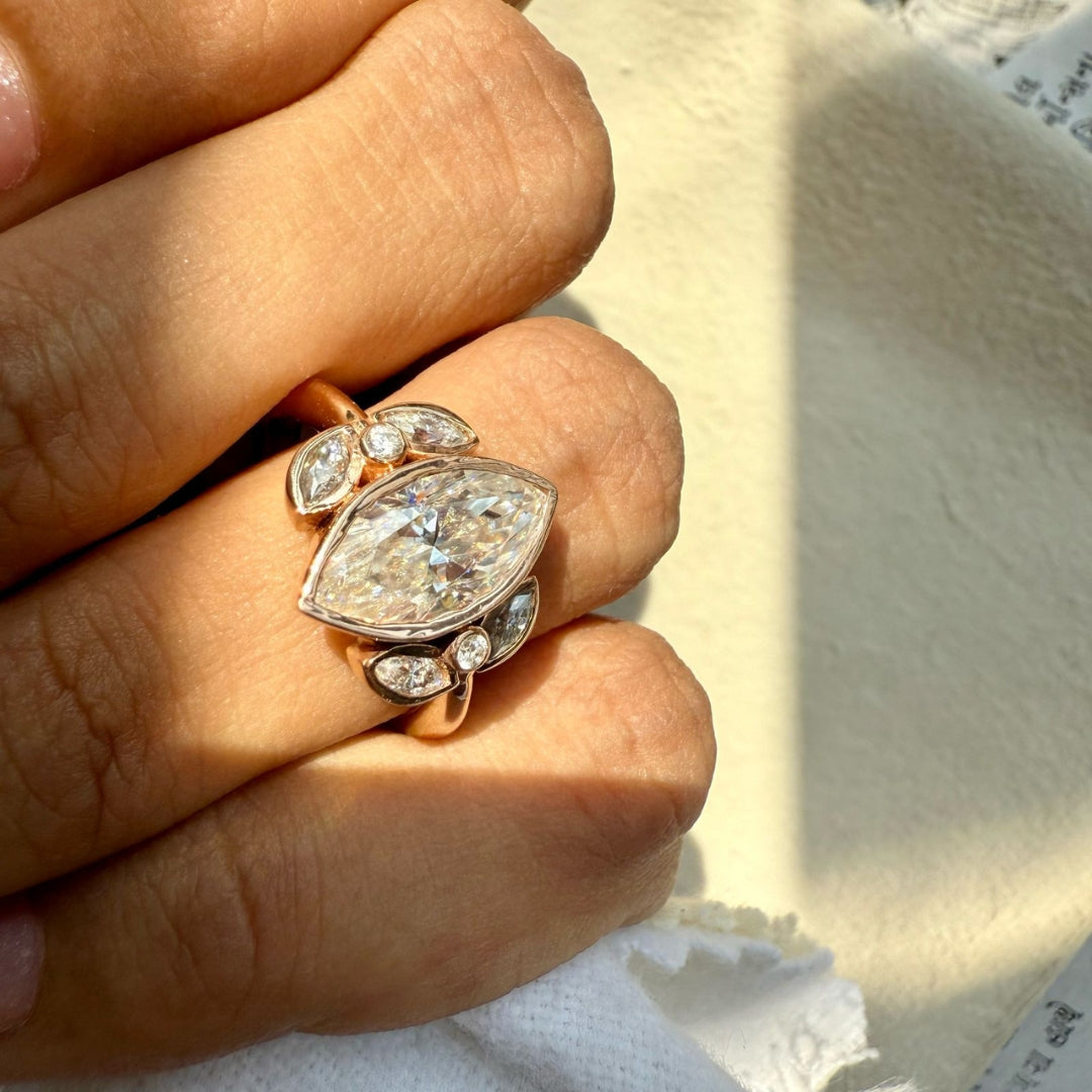 Radiantly Beautiful Moissanite 3.78 CT Marquise Ring with Sparkling Diamond