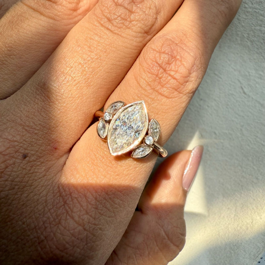 Radiantly Beautiful Moissanite 3.78 CT Marquise Ring with Sparkling Diamond