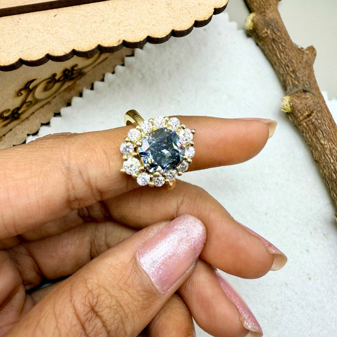 Sparkling 4.70 CT Moissanite Halo Cushion Cut Love's Embrace