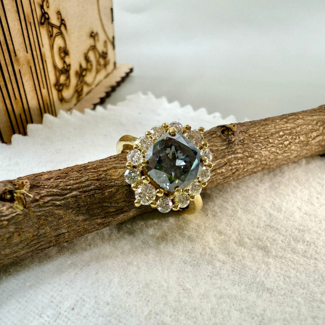 Sparkling 4.70 CT Moissanite Halo Cushion Cut Love's Embrace