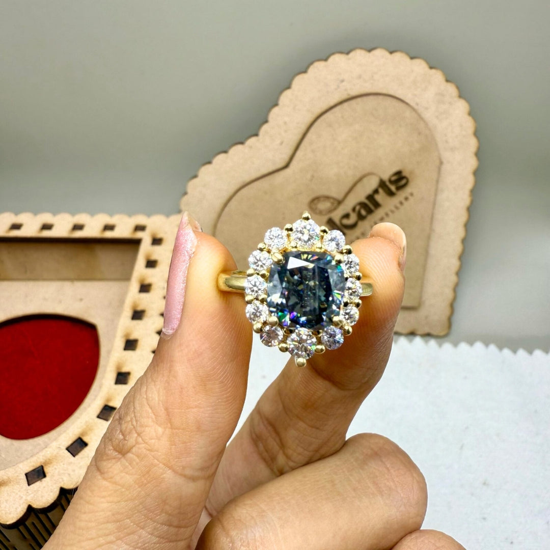 Sparkling 4.70 CT Moissanite Halo Cushion Cut Love's Embrace