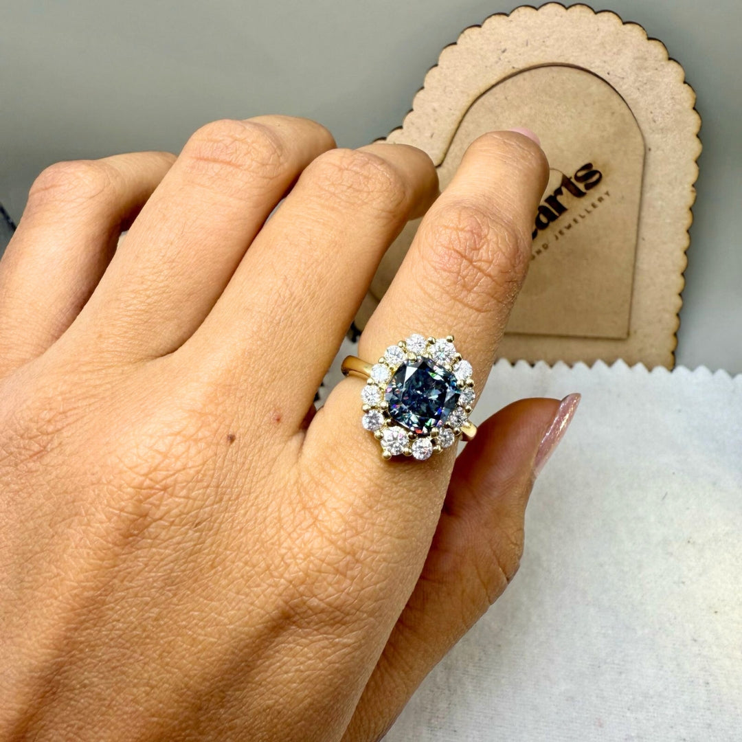 Sparkling 4.70 CT Moissanite Halo Cushion Cut Love's Embrace