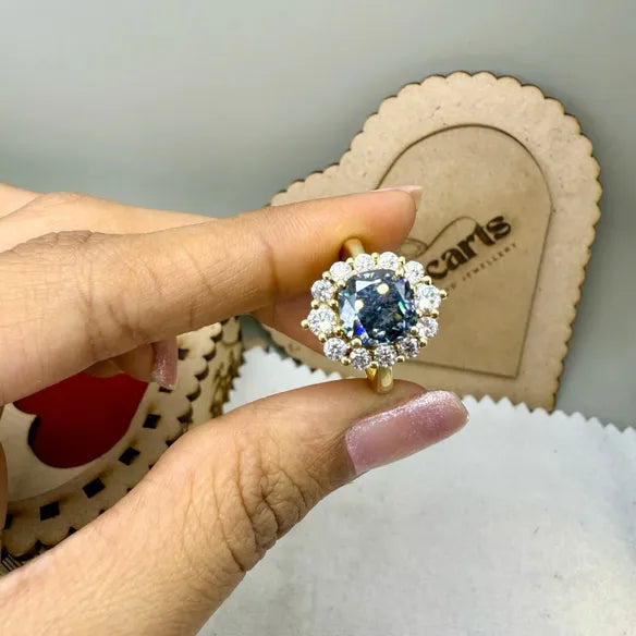 Sparkling 4.70 CT Moissanite Halo Cushion Cut Love's Embrace