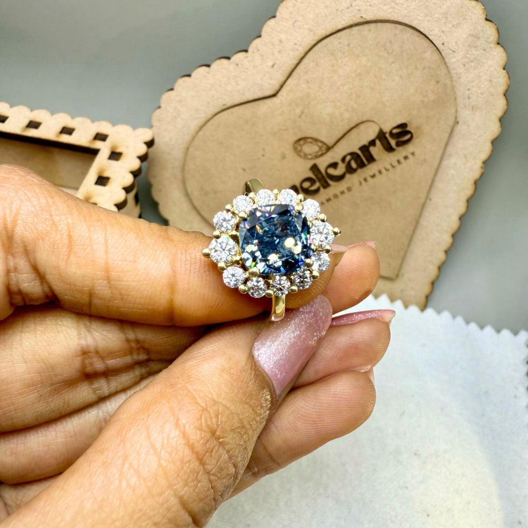 Sparkling 4.70 CT Moissanite Halo Cushion Cut Love's Embrace