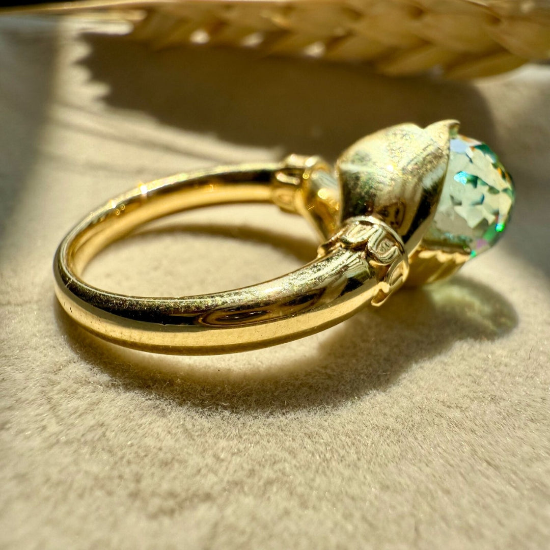 Infinity Style Ring, 4.26 CT Green Round Cut Moissanite Engagement Ring Gift for Her