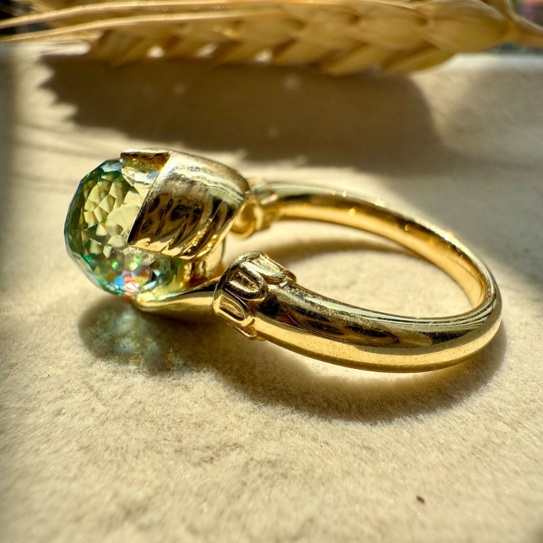 Infinity Style Ring, 4.26 CT Green Round Cut Moissanite Engagement Ring Gift for Her