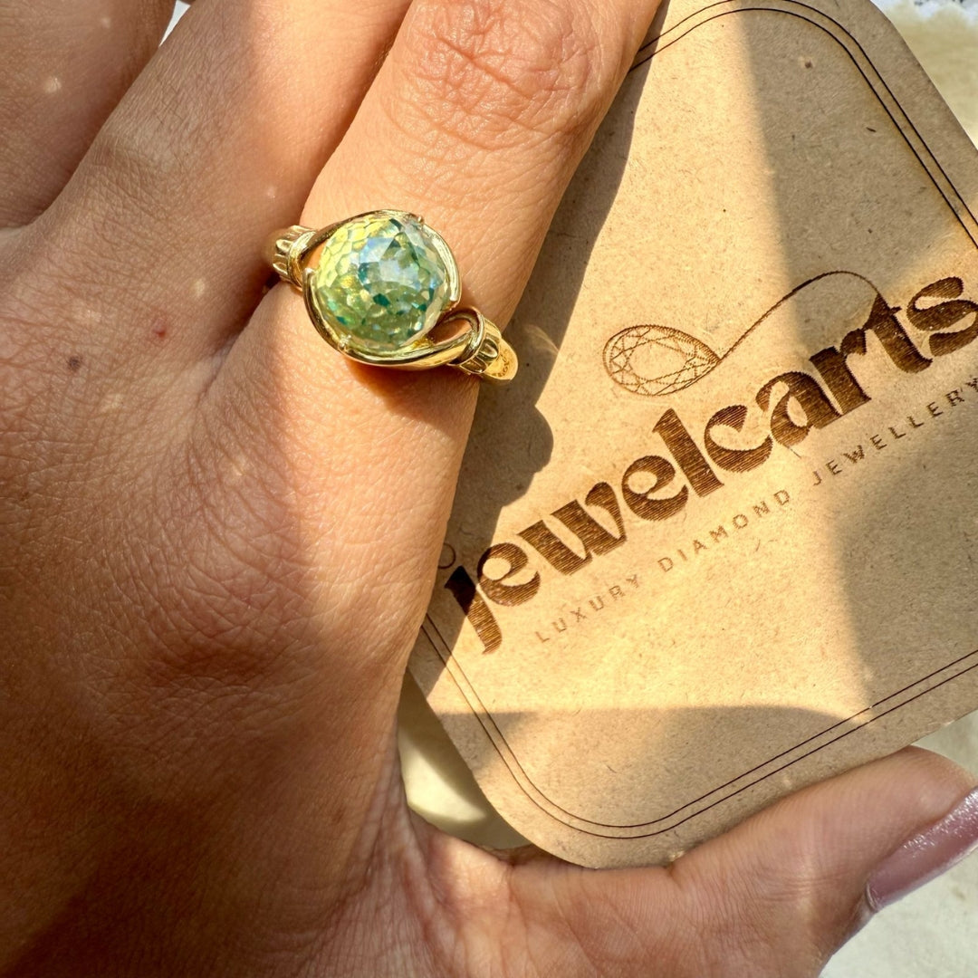 Infinity Style Ring, 4.26 CT Green Round Cut Moissanite Engagement Ring Gift for Her