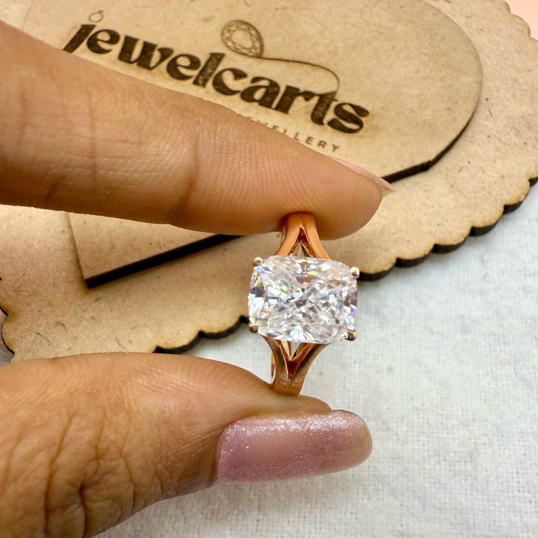 Cushion Moissanite Split Shank Engagement Ring For Women
