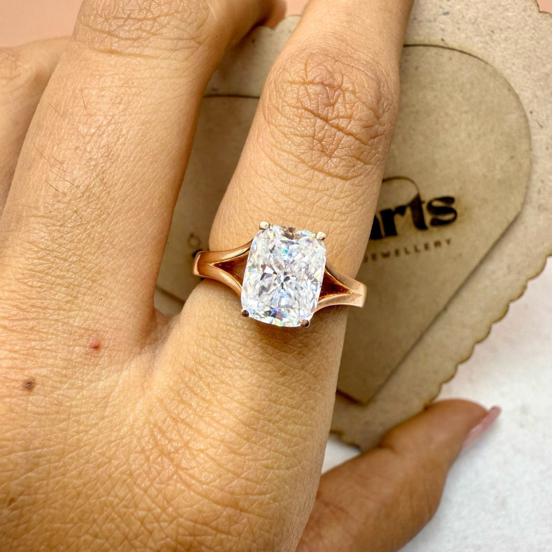 Cushion Moissanite Split Shank Engagement Ring For Women