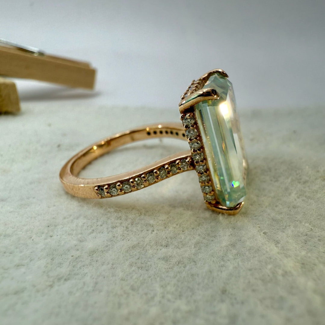 Clear Emerald Shape Anniversary Gift Ring for Her