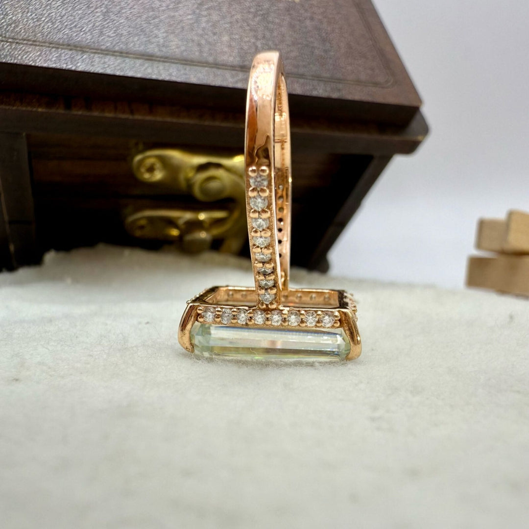 Clear Emerald Shape Anniversary Gift Ring for Her