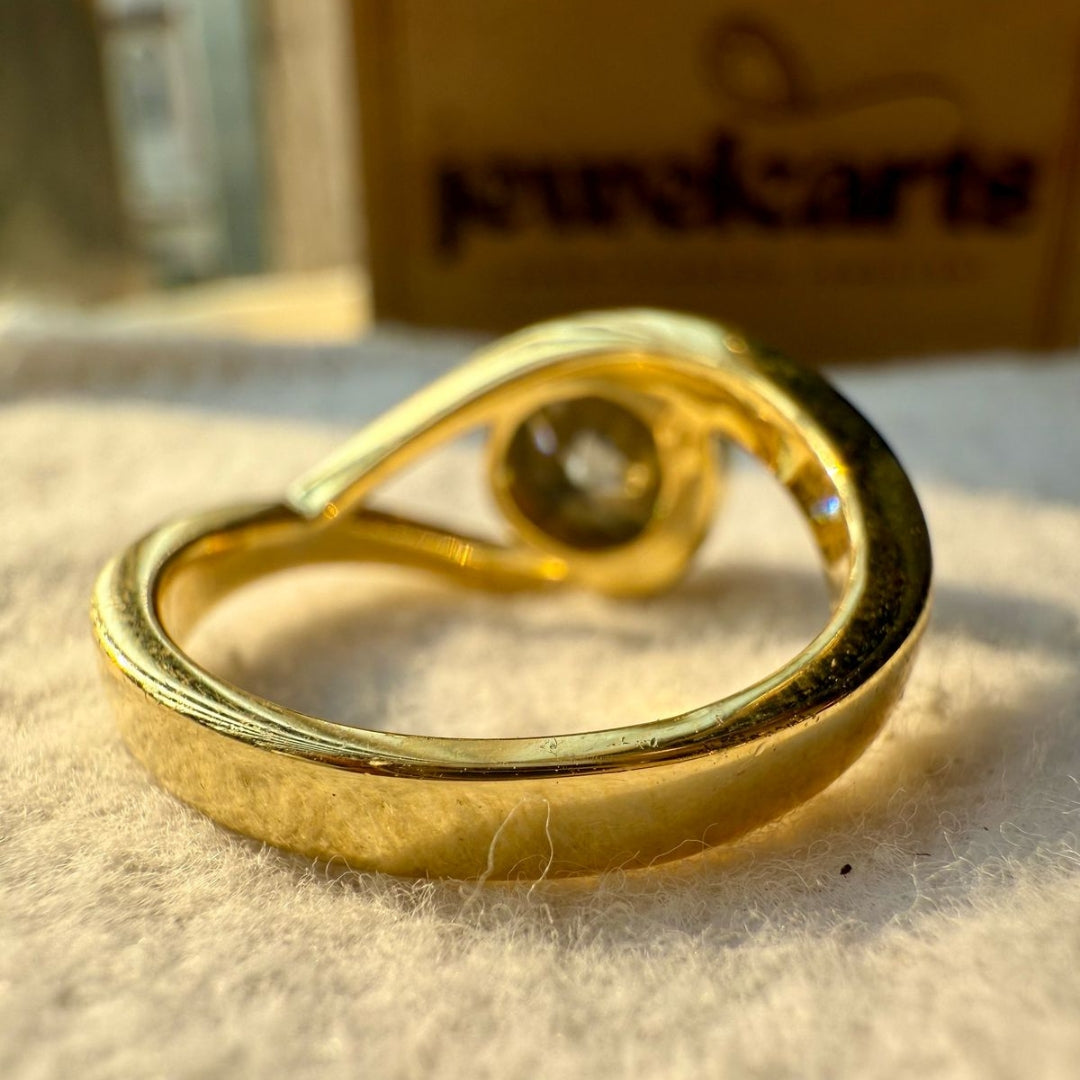 Round Solitaire Moissanite Diamond Ring in Yellow Gold