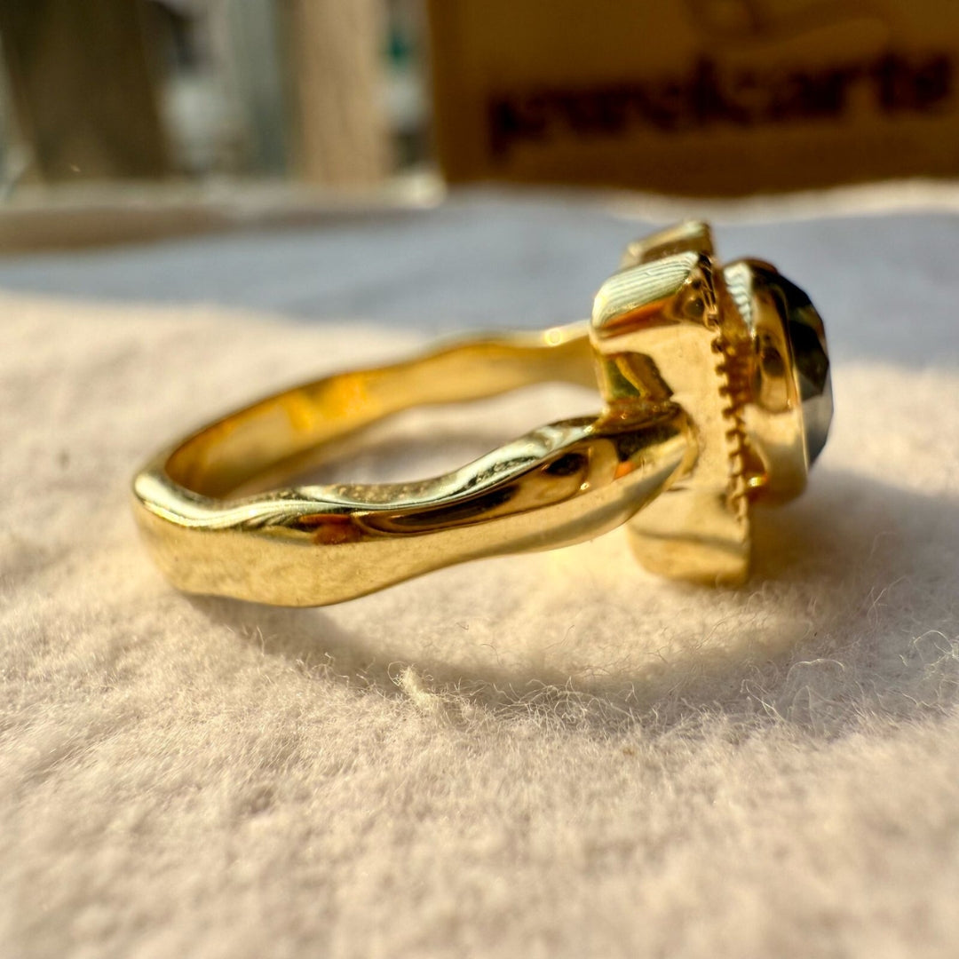 Vintage Inspired Black Round Moissanite Engagement Ring