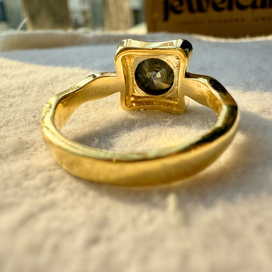 Vintage Inspired Black Round Moissanite Engagement Ring