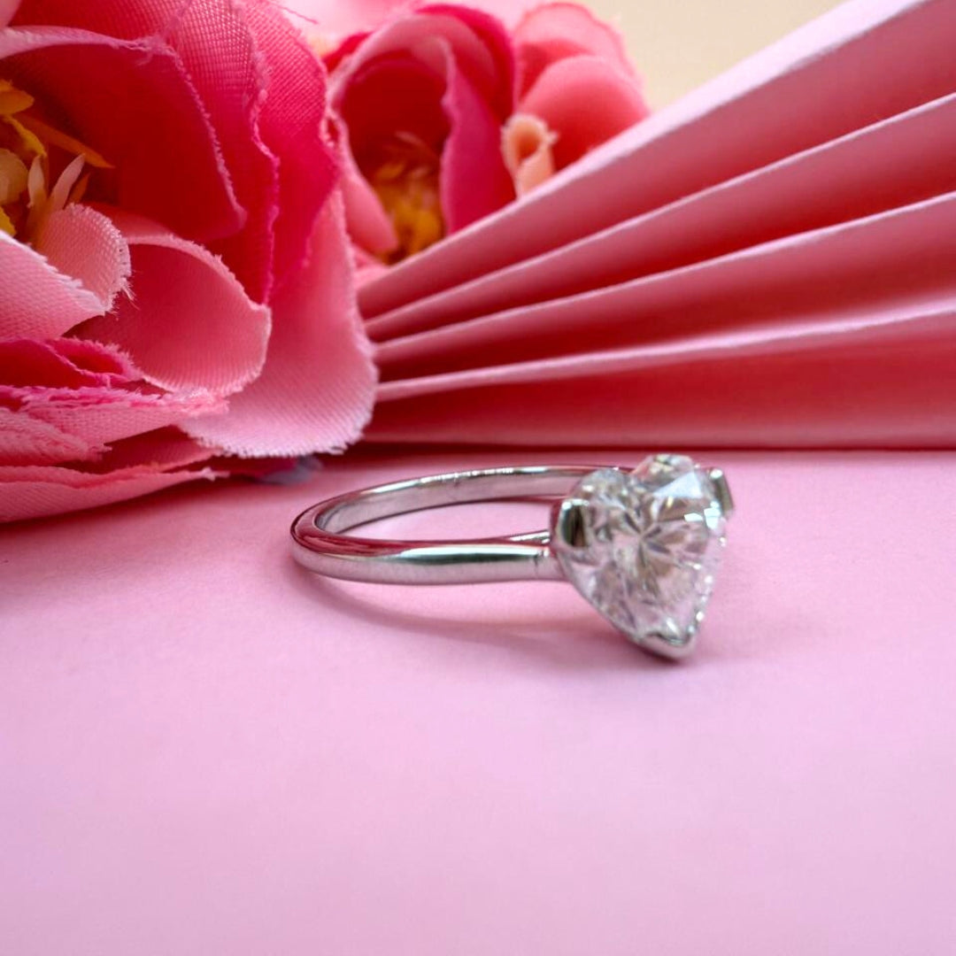 Moissanite Heart Cut 1.50 CT Engagement Ring in Classic Brilliant Ring