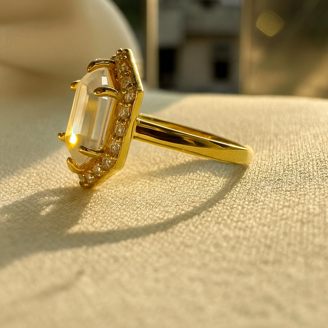 Moissanite 4.27 Carat Hexagon Diamond Spark Ring