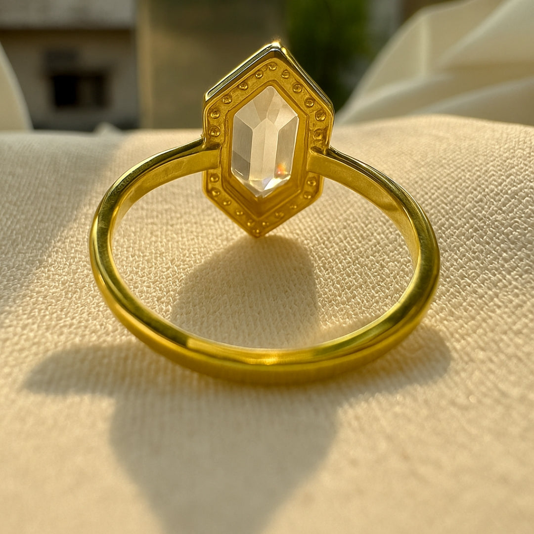 Moissanite 4.27 Carat Hexagon Diamond Spark Ring