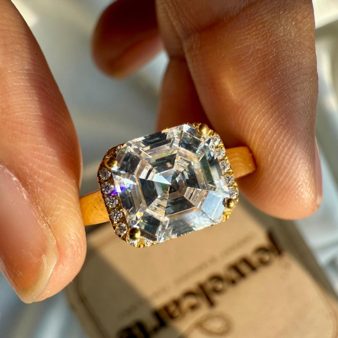 Halo Asscher Cut Diamond Ring for Wedding