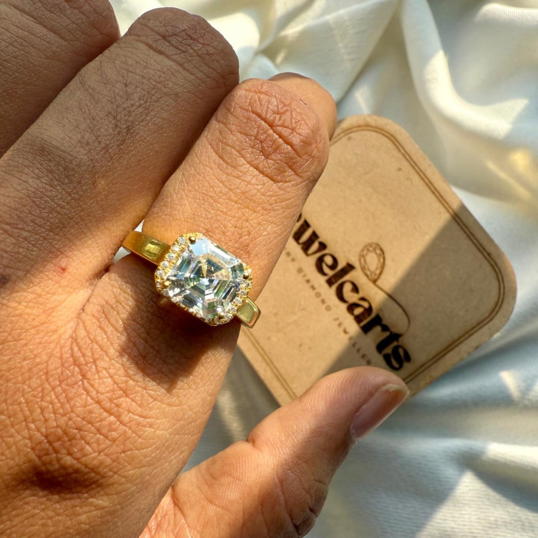 Halo Asscher Cut Diamond Ring for Wedding