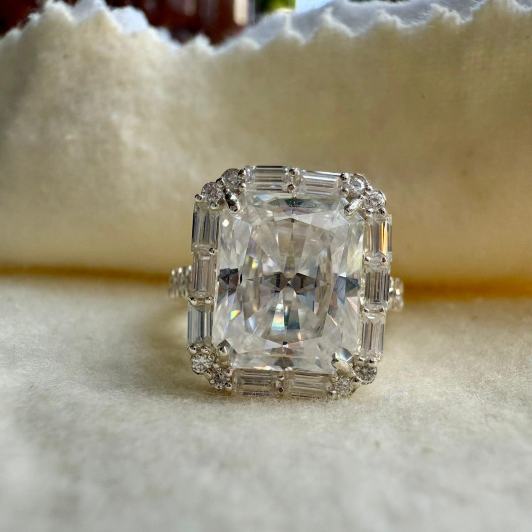 Moissanite Halo Radiant Cut Wedding Ring