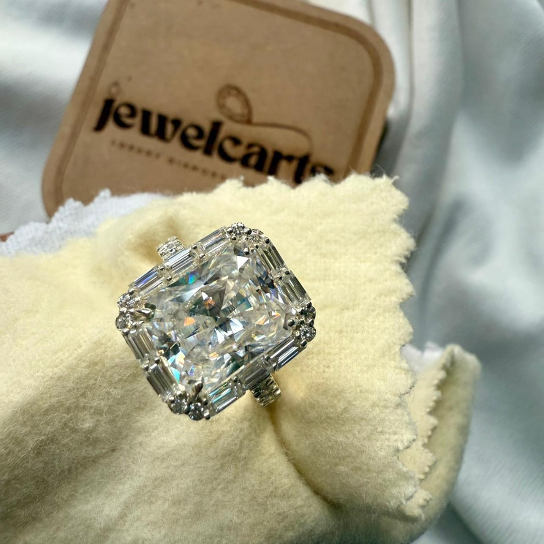 Moissanite Halo Radiant Cut Wedding Ring