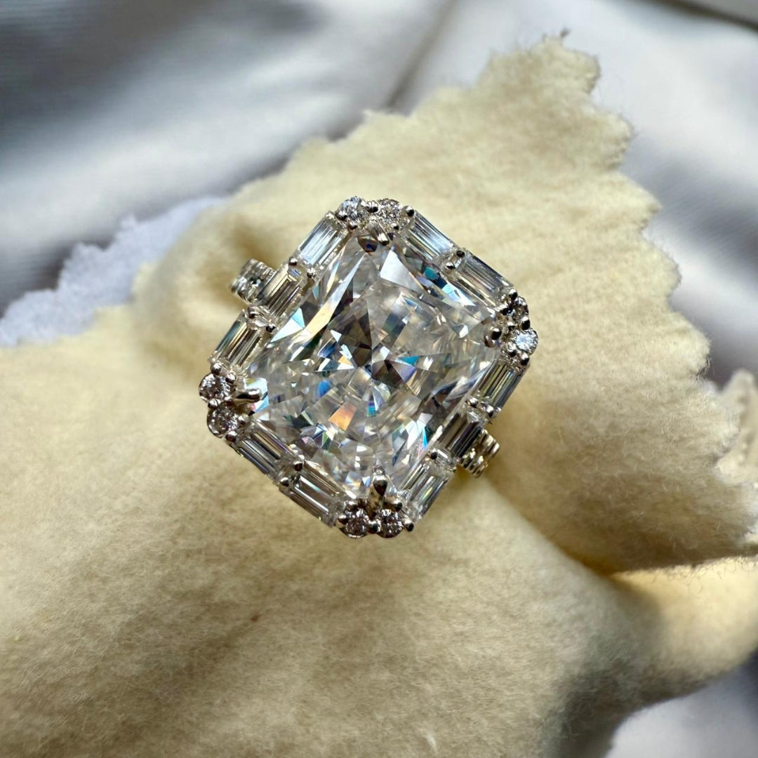 Moissanite Halo Radiant Cut Wedding Ring