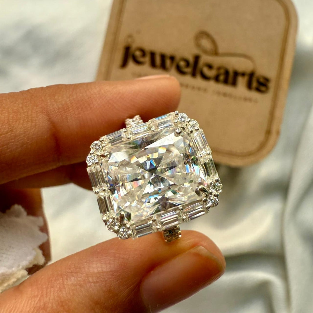 Moissanite Halo Radiant Cut Wedding Ring