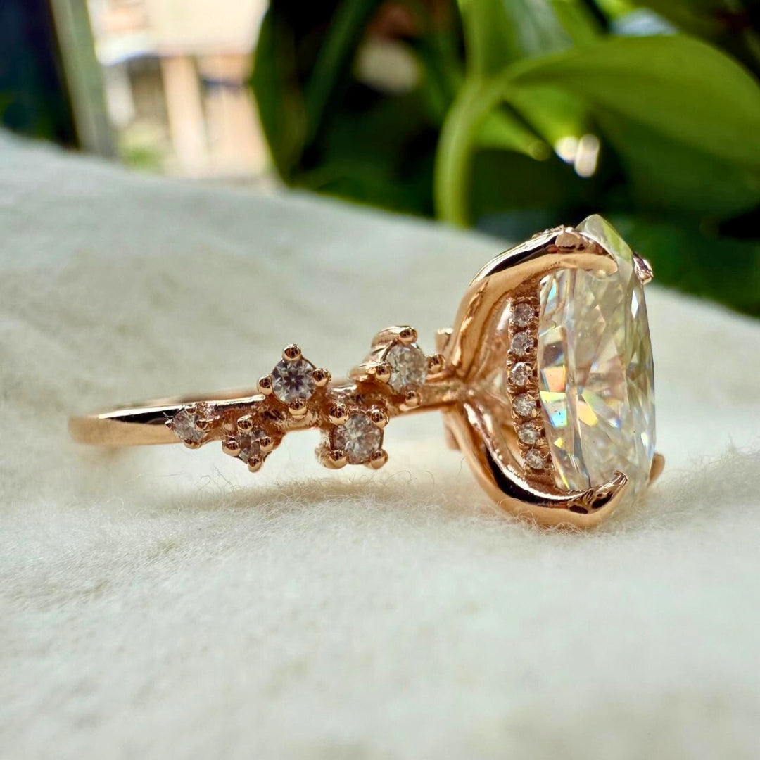 Moissanite Oval Cut Diamond Engagement Ring