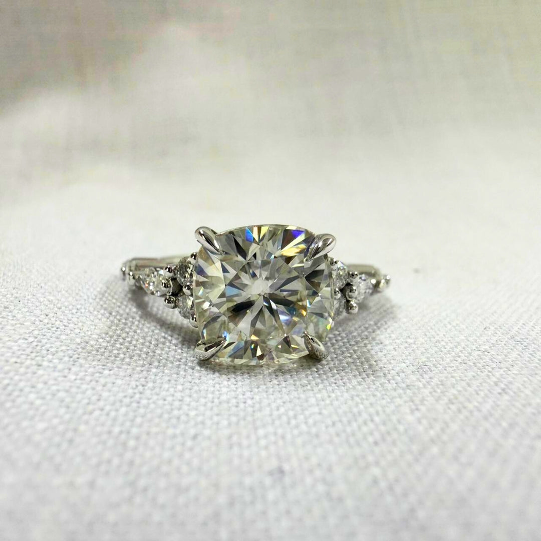 Elegant Cushion Moissanite Ring in Classic Prong Setting