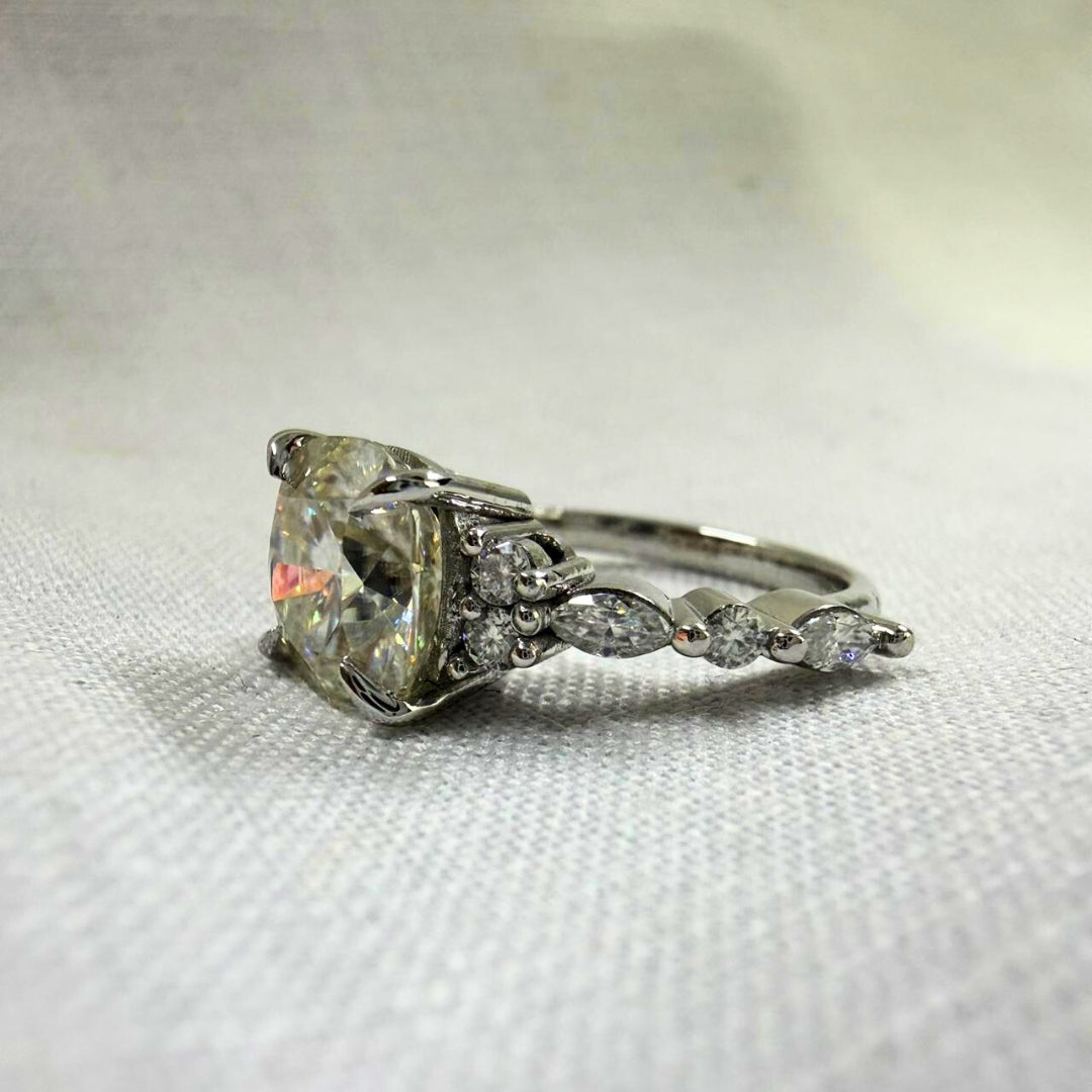 Elegant Cushion Moissanite Ring in Classic Prong Setting