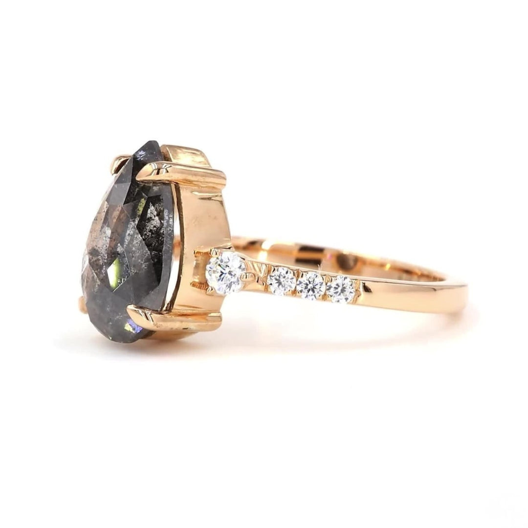 Pear Cut Moissanite Diamond Unique Vintage Engagement Ring