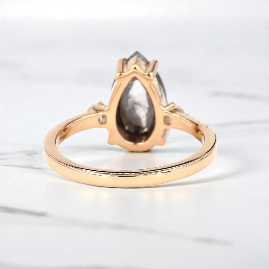 Pear Cut Moissanite Diamond Unique Vintage Engagement Ring