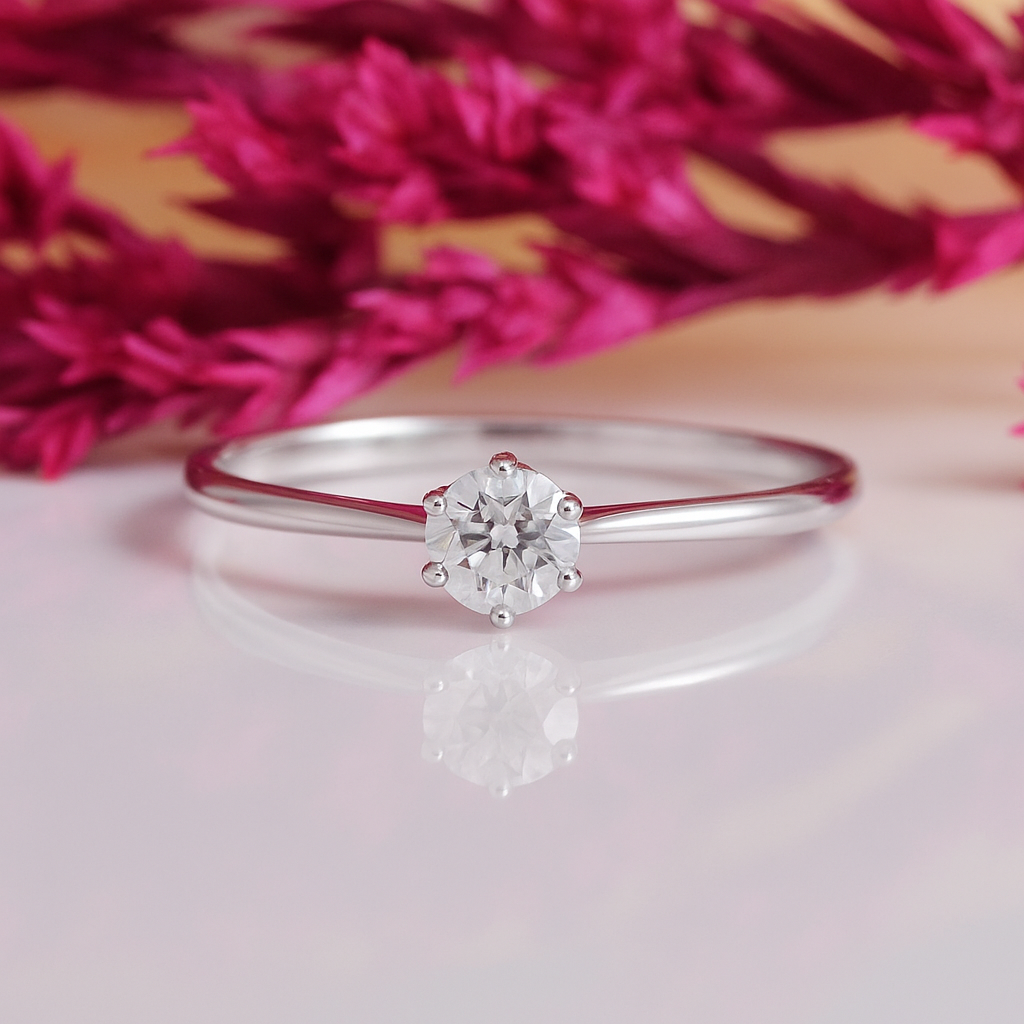 Beautiful 0.91 CT Round Cut Moissanite Diamond Solitaire Ring