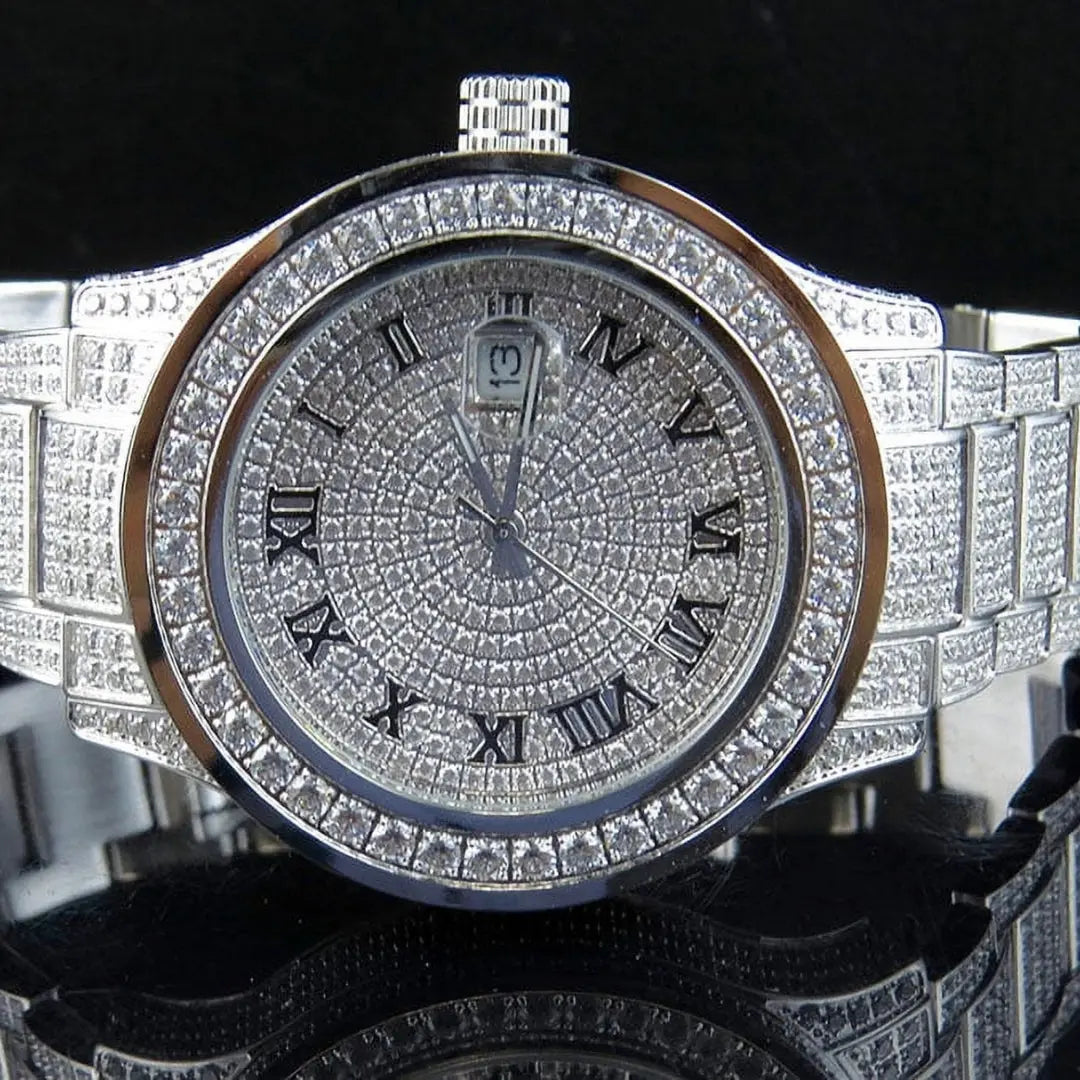 Moissanite 64.40 CT Round Cut Diamond Art Deco Watch Jewel Carts