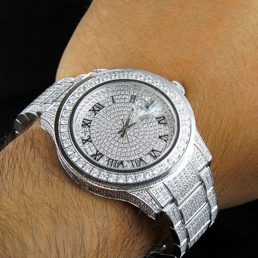 Moissanite 64.40 CT Round Cut Diamond Art Deco Watch Jewel Carts