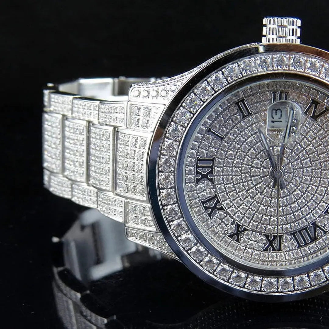Moissanite 64.40 CT Round Cut Diamond Art Deco Watch Jewel Carts