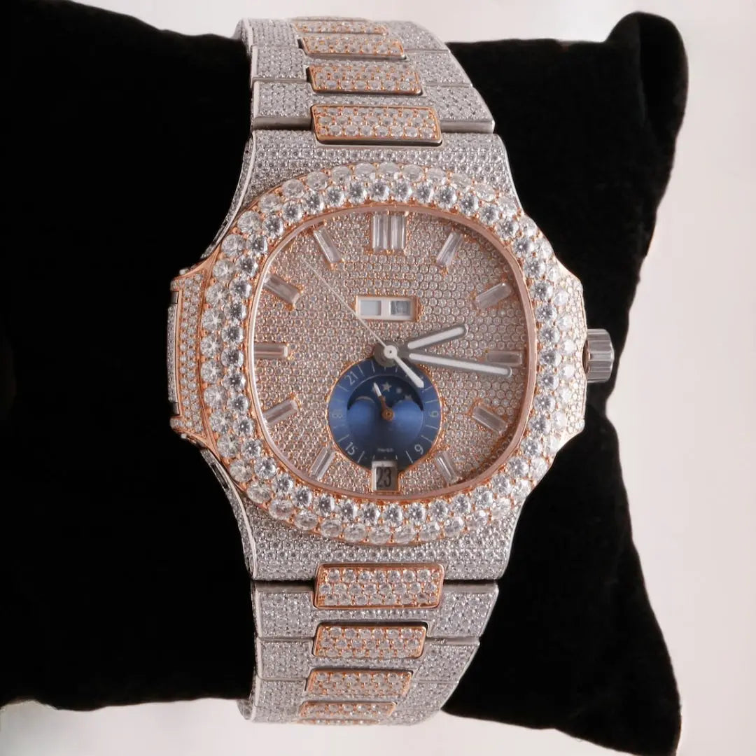 Moissanite 56.40 CT Round Cut Diamond Minimalist Watch Jewel Carts