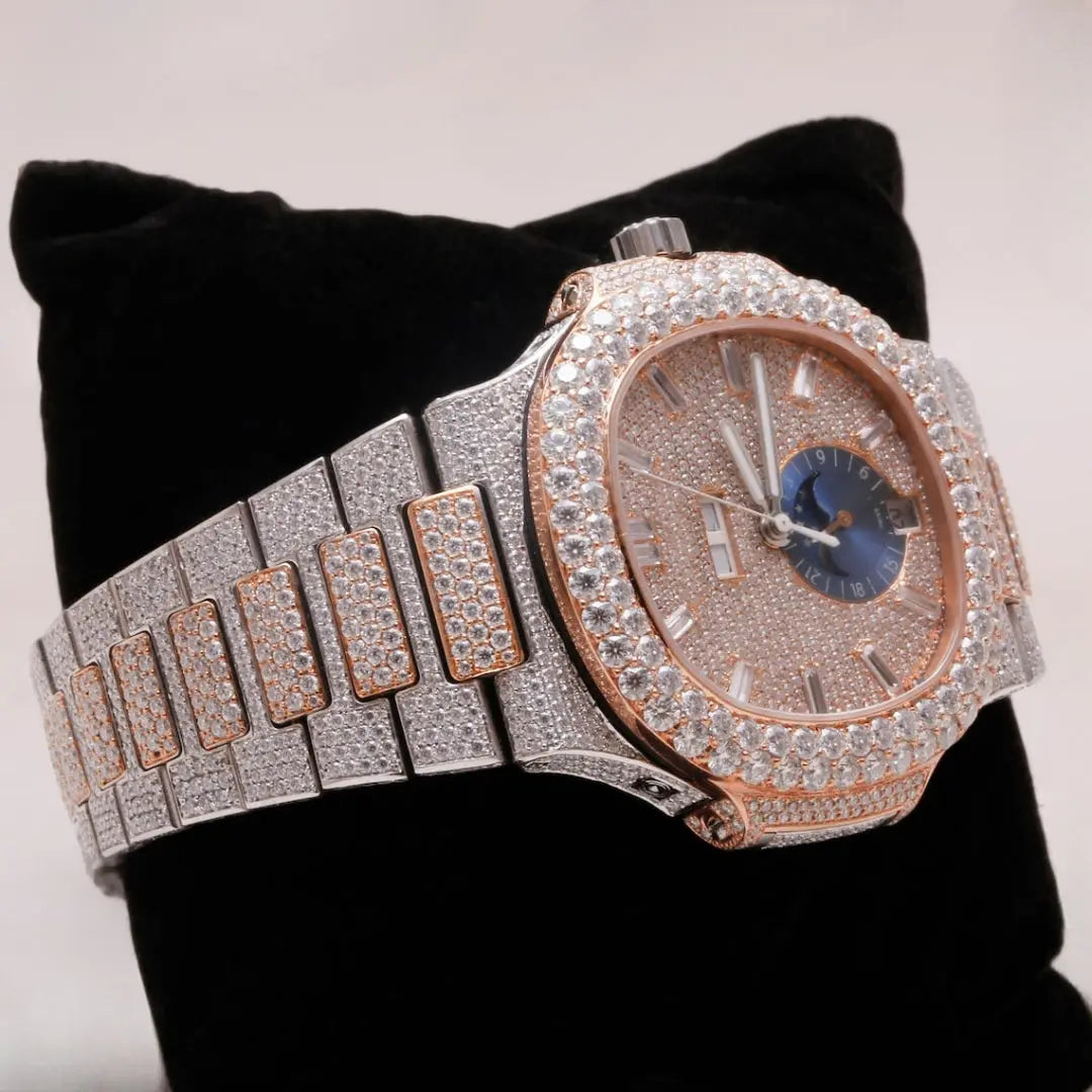 Moissanite 56.40 CT Round Cut Diamond Minimalist Watch Jewel Carts