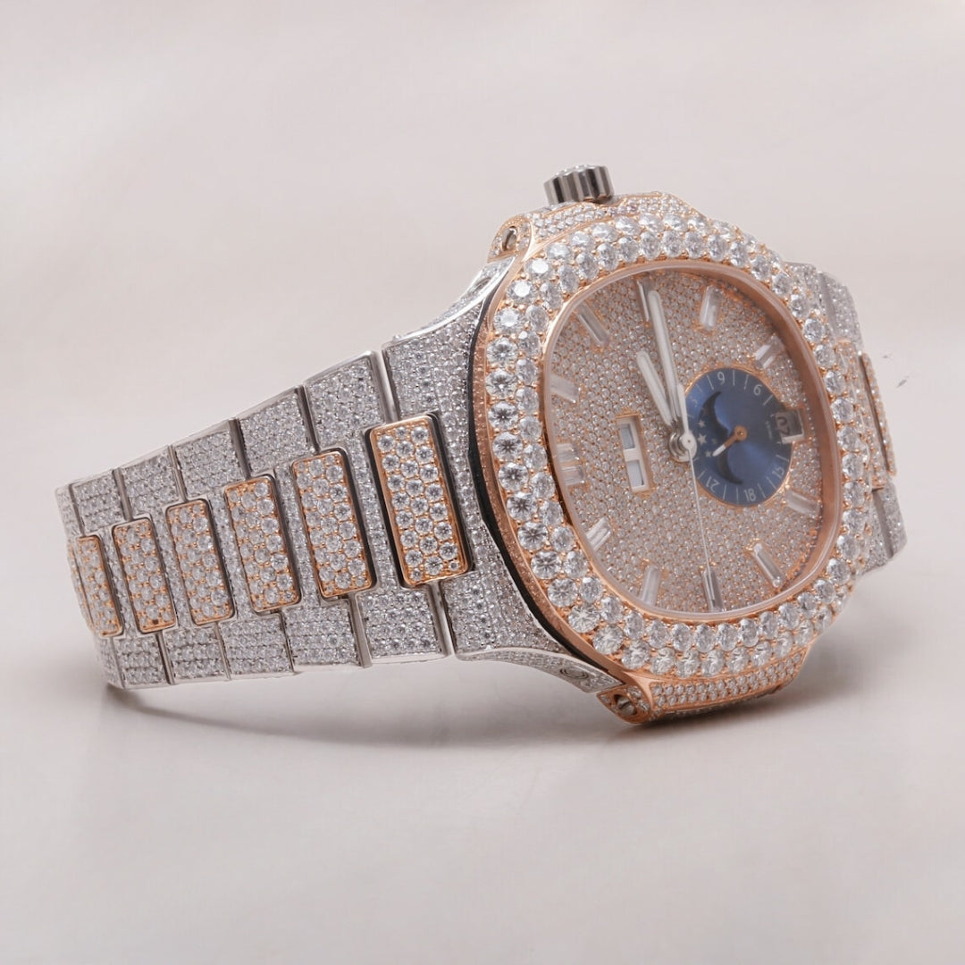 Moissanite 56.40 CT Round Cut Diamond Minimalist Watch Jewel Carts