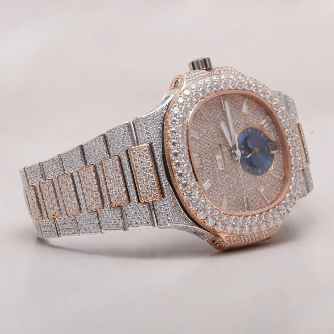 Moissanite 56.40 CT Round Cut Diamond Minimalist Watch Jewel Carts