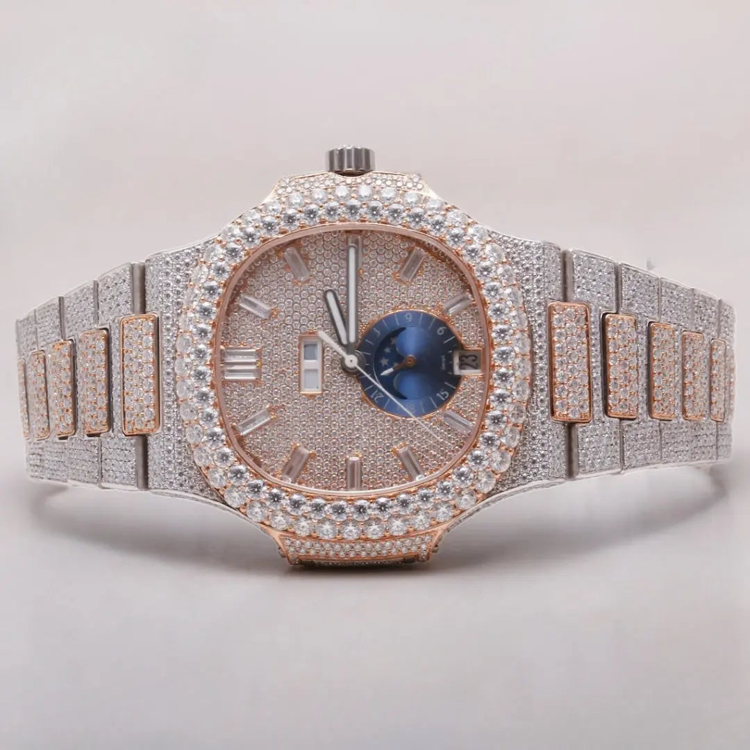 Moissanite 56.40 CT Round Cut Diamond Minimalist Watch Jewel Carts