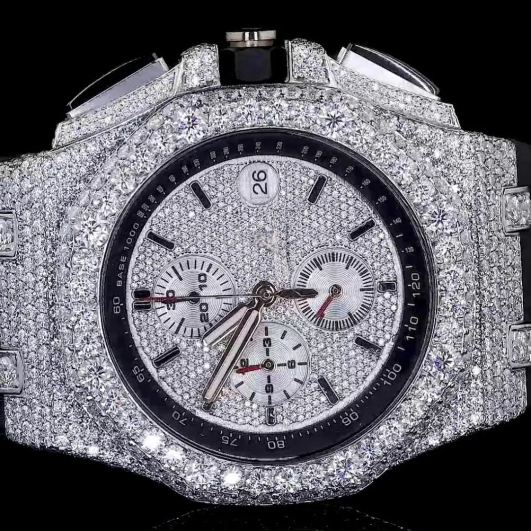 Moissanite 45.10 CT Round Cut Diamond Art Deco Watch Jewel Carts